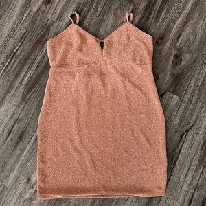 Rose gold / pink metallic body con dress